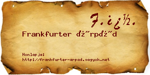 Frankfurter Árpád névjegykártya